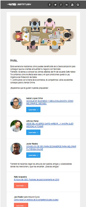 ejemplos de newsletter Semrush